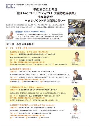 「住まいとコミュニティづくり活動助成事業」成果報告会の記録